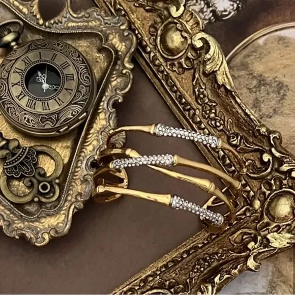 ALEXIS BITTAR Solanales Crystal Bamboo Gold Cuff Bracelet - Picture 4 of 9